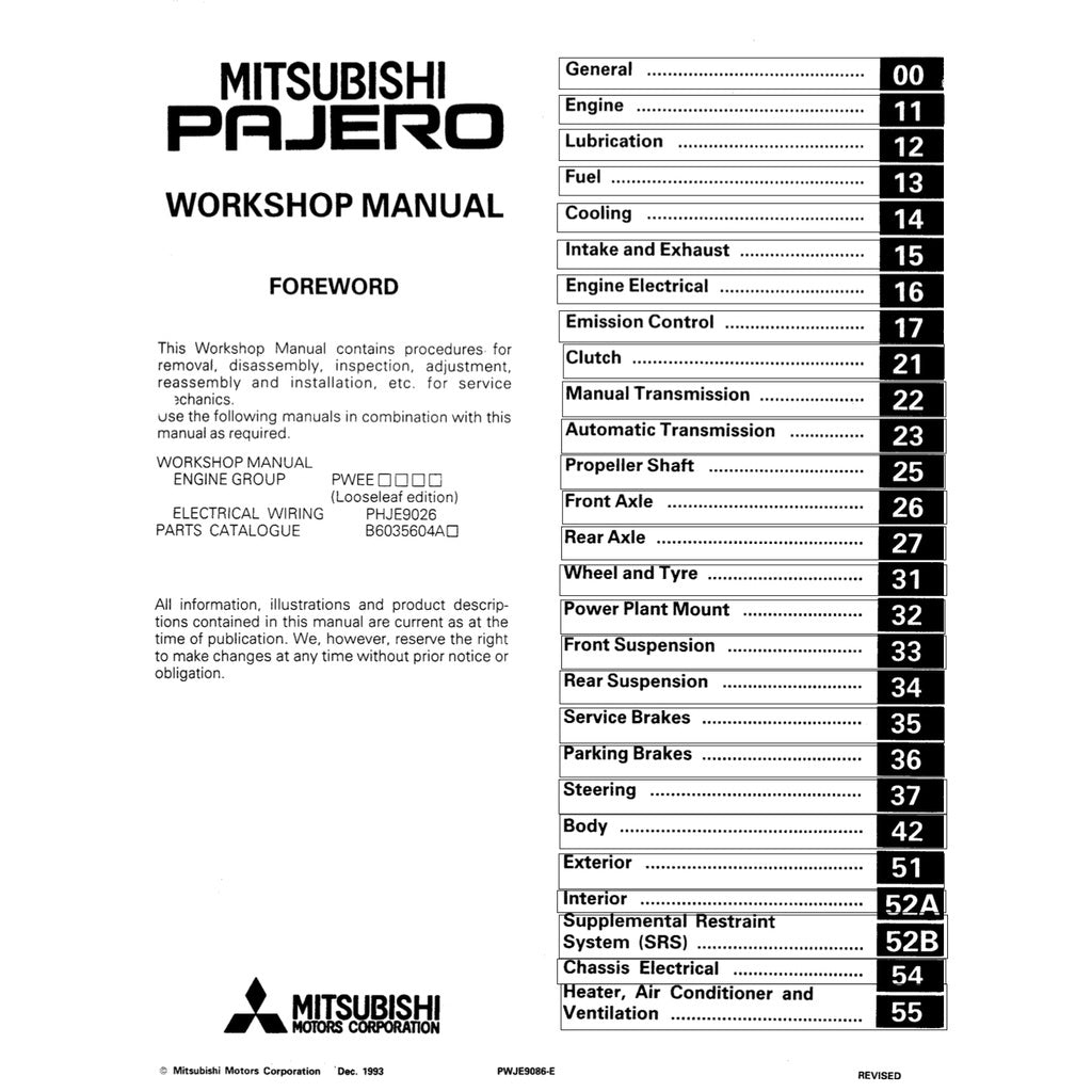 Mitsubishi PAJERO II V20 1991-1999 Full Manual Set – Repair & Maintenance Manual - page 2