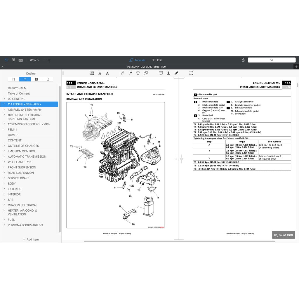 Proton PERSONA CM 2008-2016 Full Manual Set – Repair & Maintenance Manual - page 2