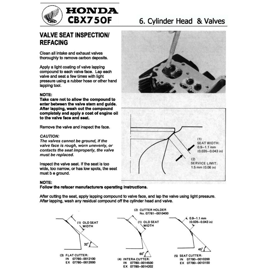 Honda CBX 750F 1983-1988 Full Manual Set – Repair & Maintenance Manual and Spare Parts Catalog and User Handbook - page 6