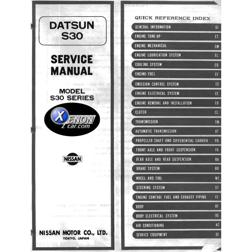 Datsun 260Z S30 1974-1978 Full Manual Set – Repair & Maintenance Manual and Spare Parts Catalog - page 2