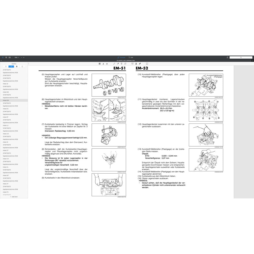 Daihatsu MOVE L601 GERMAN LANGUAGE Edition 1995-1998 Full Manual Set – Repair & Maintenance Manual - page 6
