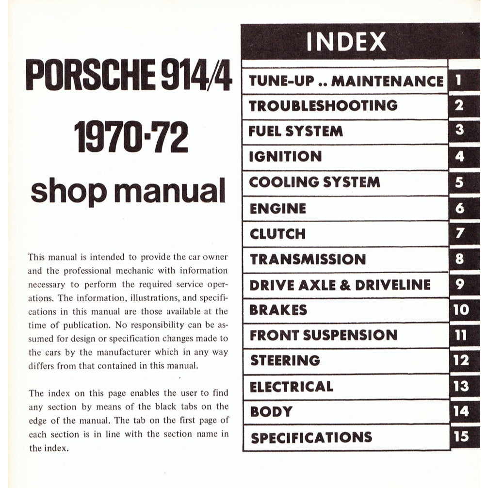 Porsche 914/4 1970-1976 Full Manual Set – Repair & Maintenance Manual - page 2