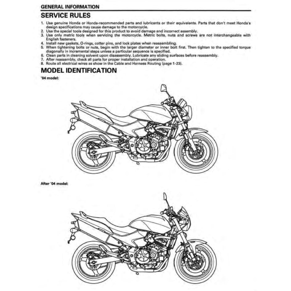 Honda CB600F HORNET 2004-2006 Full Manual Set – Repair & Maintenance Manual and User Handbook - page 3