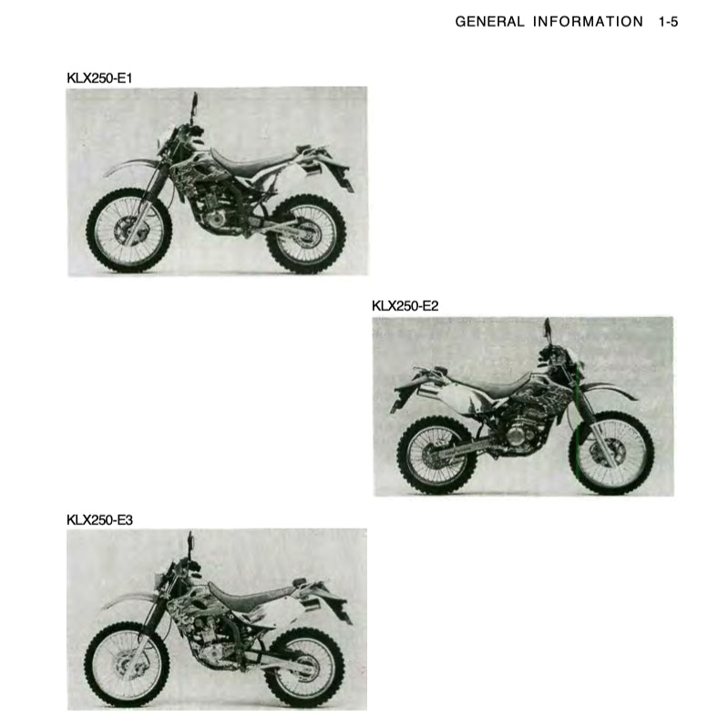 Kawasaki KLX250 KLX 250 1993-2007 Full Manual Set – Repair & Maintenance Manual and Spare Parts Catalog - page 4