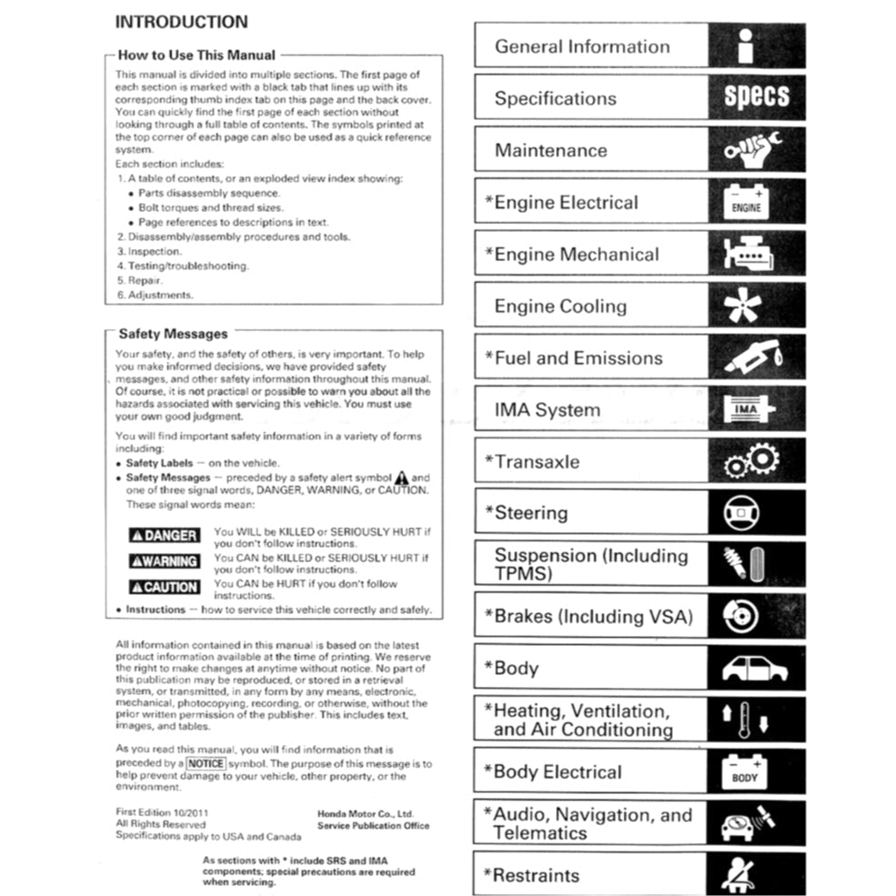 CRZ Honda CR-Z 2011-2016 Full Manual Set – Repair & Maintenance Manual and Wiring Diagram - page 2